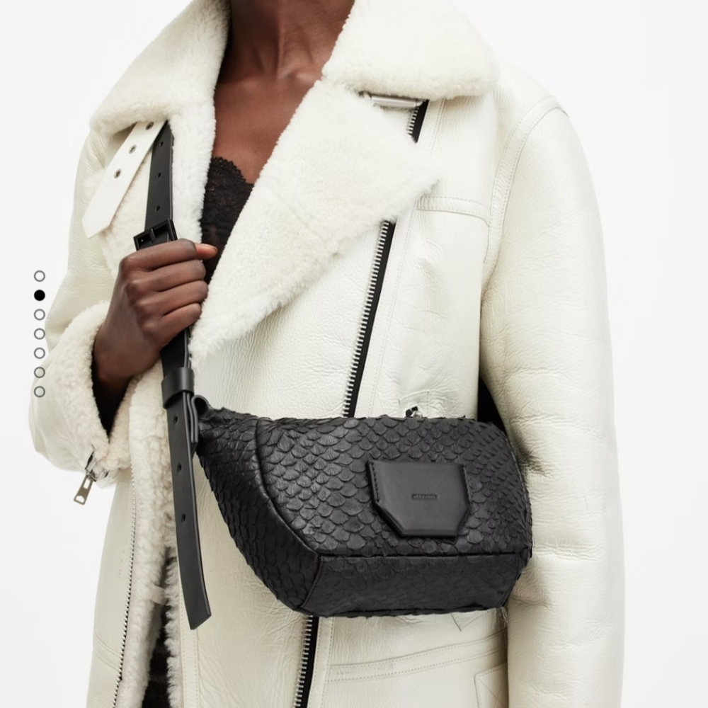 Allsaints Madea snake effect leather crossbody bag 100% leather